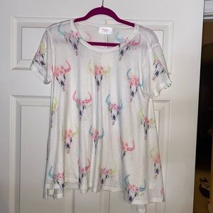 Bull Head Skull Top Watercolor Boutique Shirt